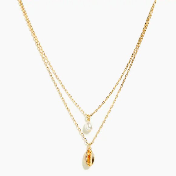 🆕 NWT 🌟J. Crew pearl & shell layering necklace - Picture 1 of 1